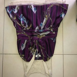 Kenar silk mesh racerback peplum purple w/ navy